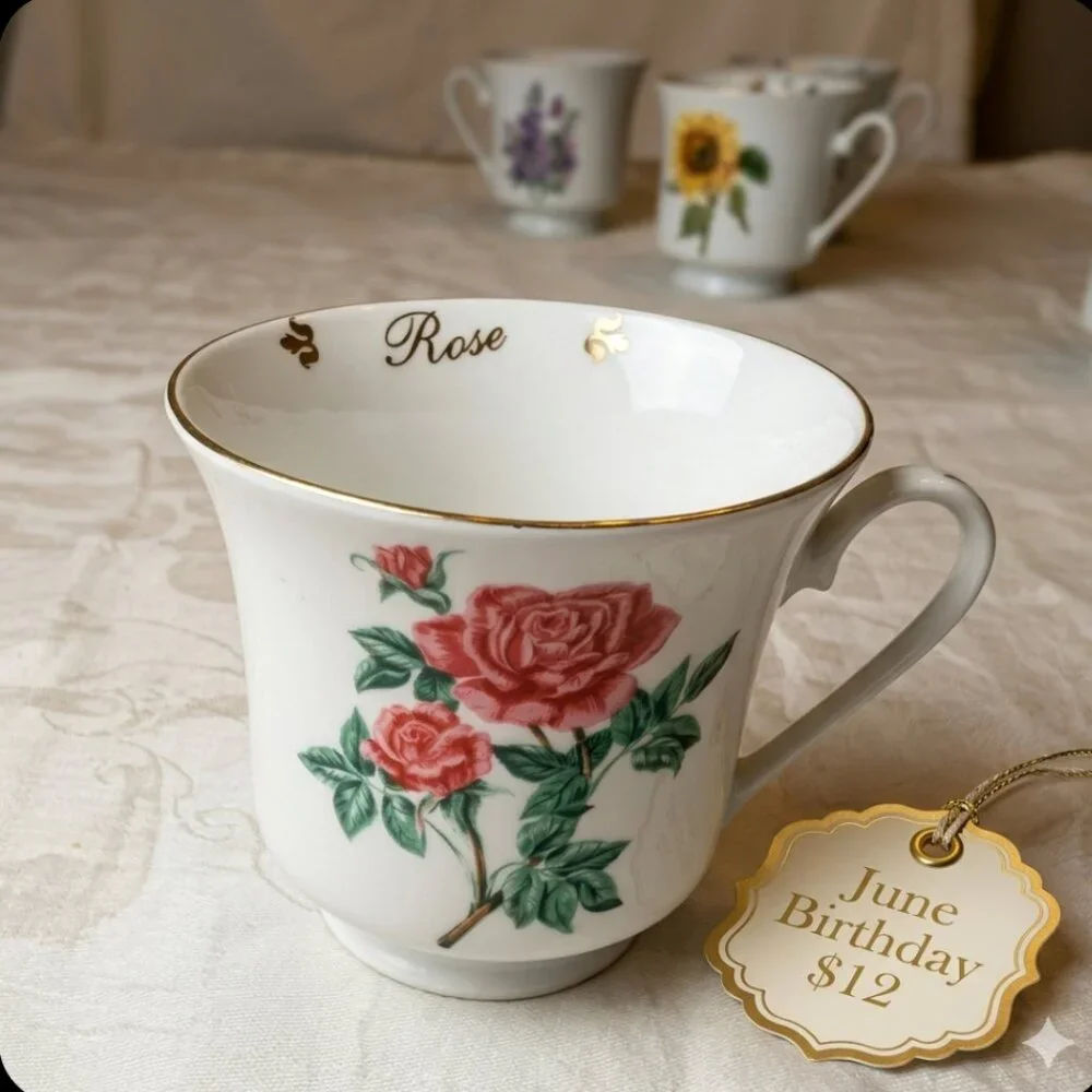 Rose Flower of the Month Tea‎ Cup